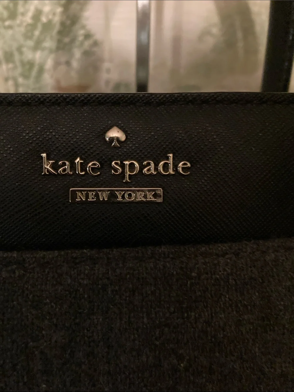 KATE SPADE EUC Cameron Street Candace Black Leather &Gray Wool 2-way Satchel Bag